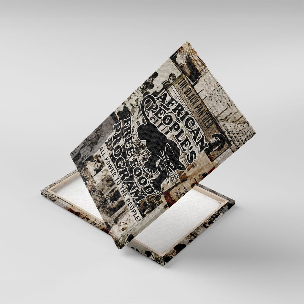 African People's Free Food Program Canvas Wall Art Black Panther Newspaper Collage Black Panther Party
