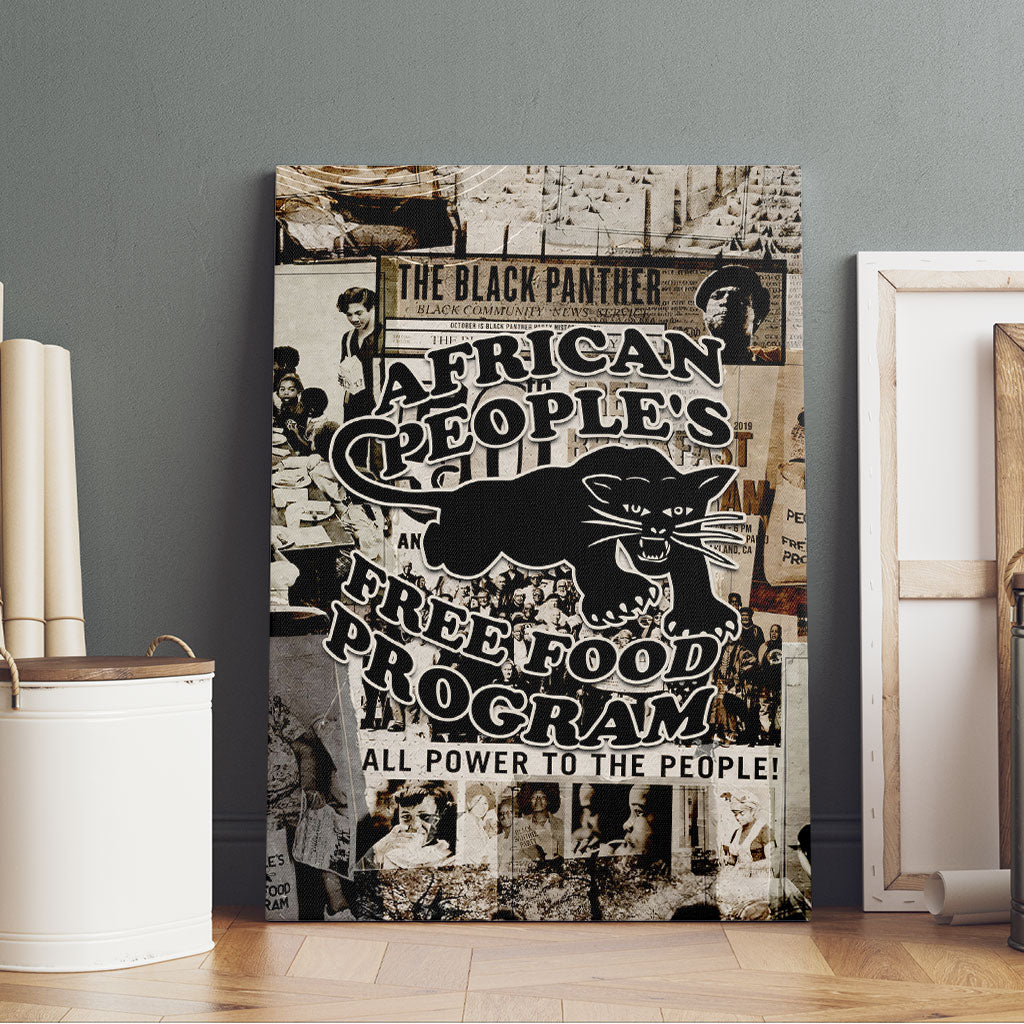 African People's Free Food Program Canvas Wall Art Black Panther Newspaper Collage Black Panther Party