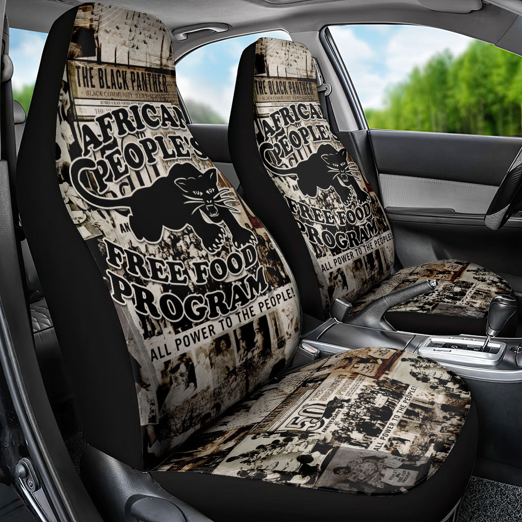 African People's Free Food Program Car Seat Cover Black Panther Newspaper Collage Black Panther Party