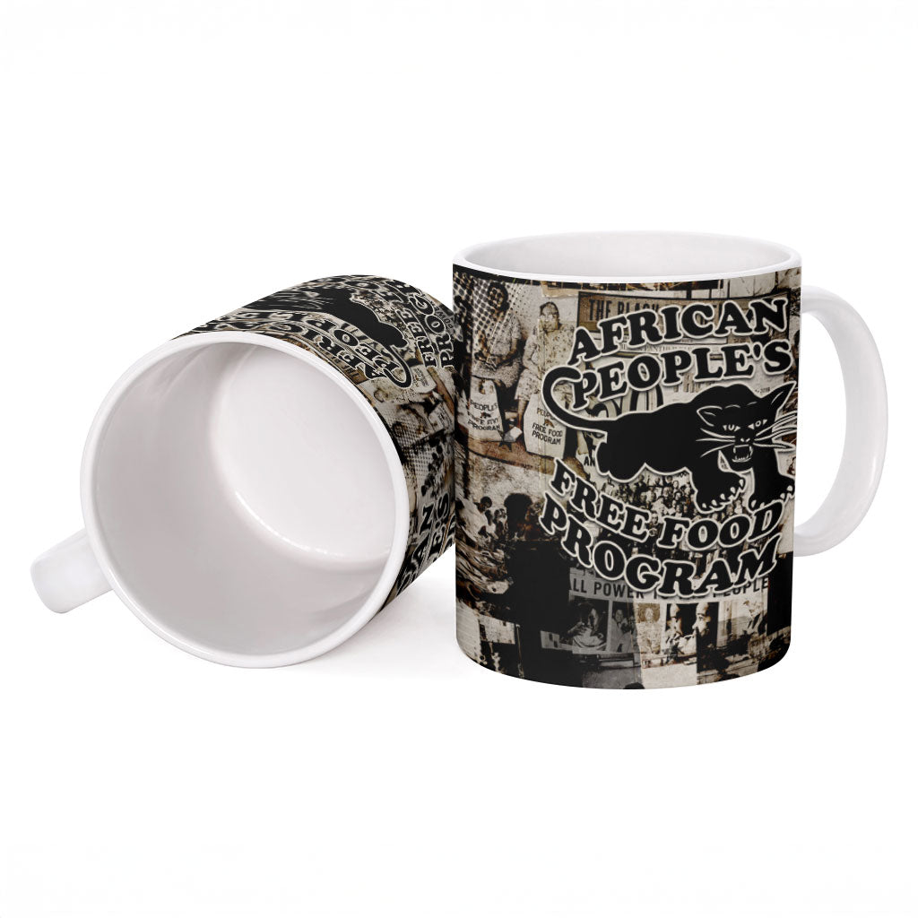 African People's Free Food Program Ceramic Mug Black Panther Newspaper Collage Black Panther Party
