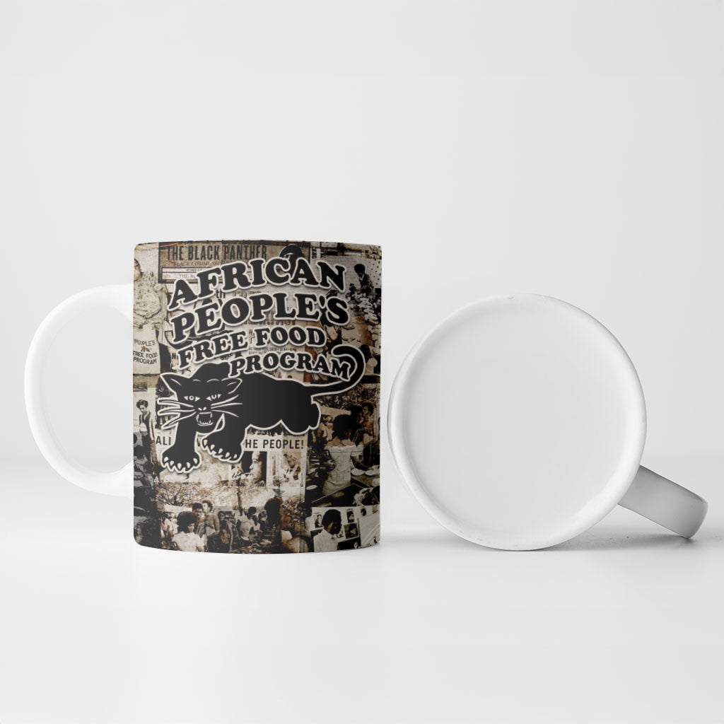 African People's Free Food Program Ceramic Mug Black Panther Newspaper Collage Black Panther Party