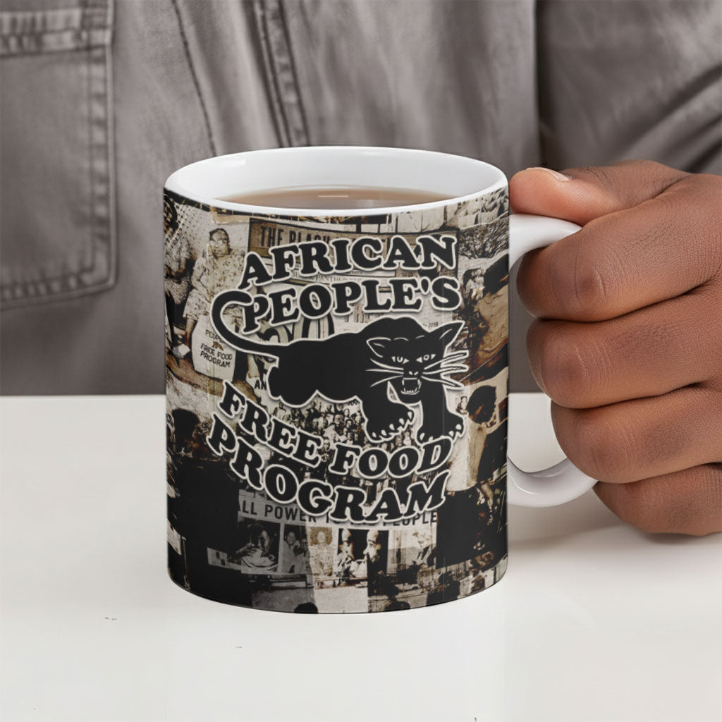 African People's Free Food Program Ceramic Mug Black Panther Newspaper Collage Black Panther Party