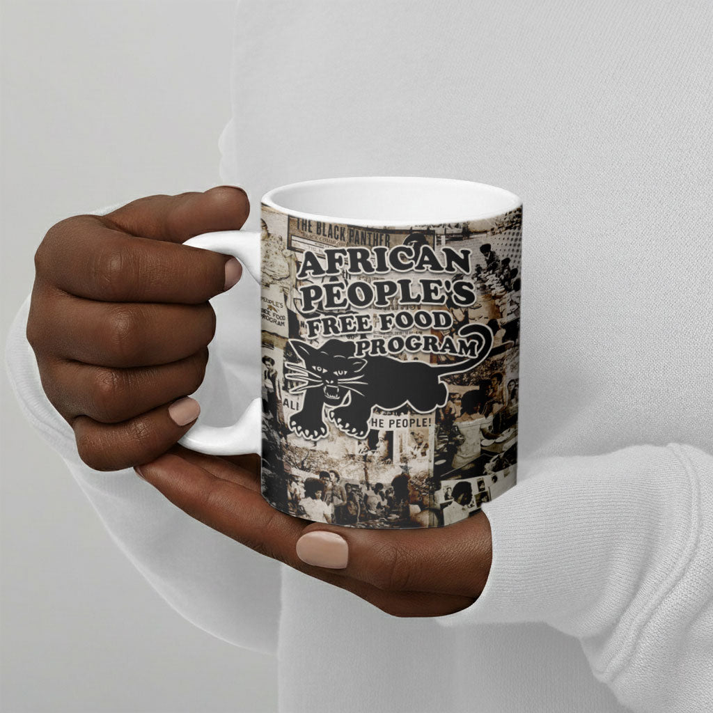 African People's Free Food Program Ceramic Mug Black Panther Newspaper Collage Black Panther Party