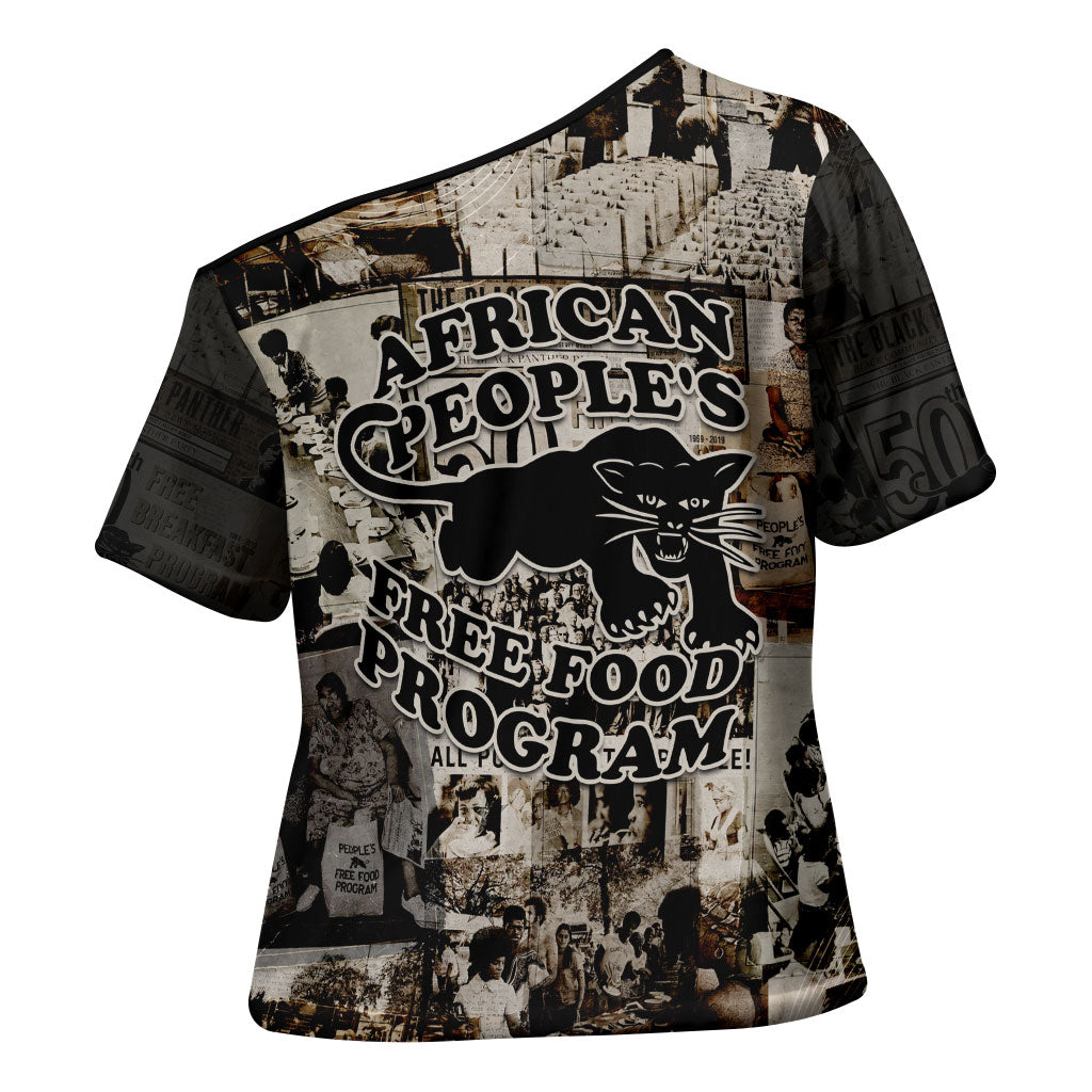 African People's Free Food Program Cross Shoulder Shirt Black Panther Newspaper Collage Black Panther Party