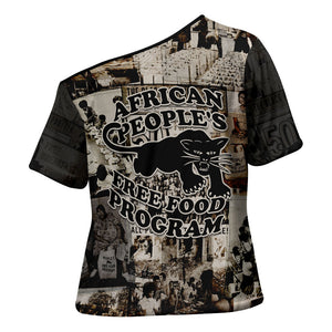 African People's Free Food Program Cross Shoulder Shirt Black Panther Newspaper Collage Black Panther Party