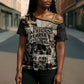 African People's Free Food Program Cross Shoulder Shirt Black Panther Newspaper Collage Black Panther Party