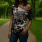 African People's Free Food Program Cross Shoulder Shirt Black Panther Newspaper Collage Black Panther Party