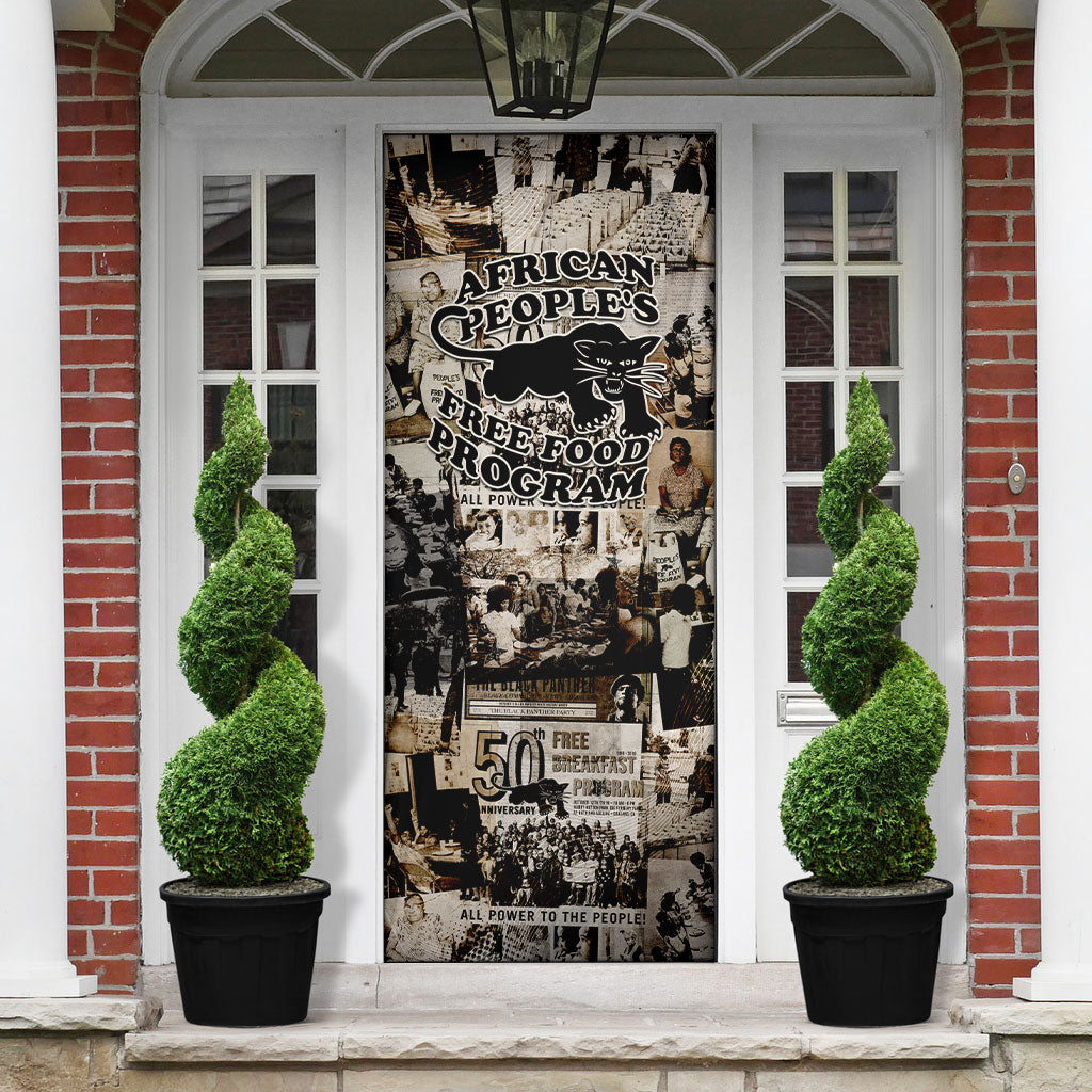 African People's Free Food Program Door Cover Black Panther Newspaper Collage Black Panther Party