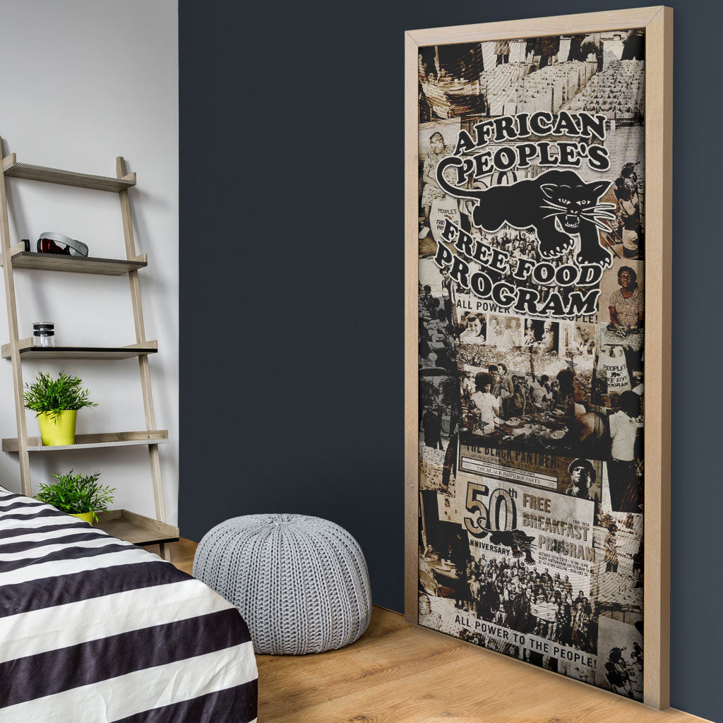 African People's Free Food Program Door Cover Black Panther Newspaper Collage Black Panther Party