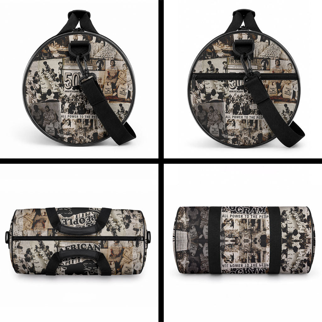 African People's Free Food Program Duffle Bag Black Panther Newspaper Collage Black Panther Party