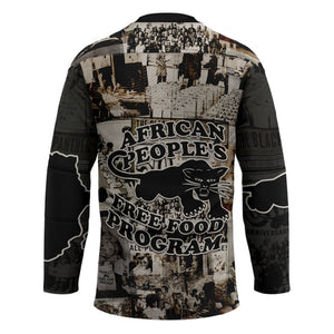 African People's Free Food Program Hockey Jersey Black Panther Newspaper Collage Black Panther Party