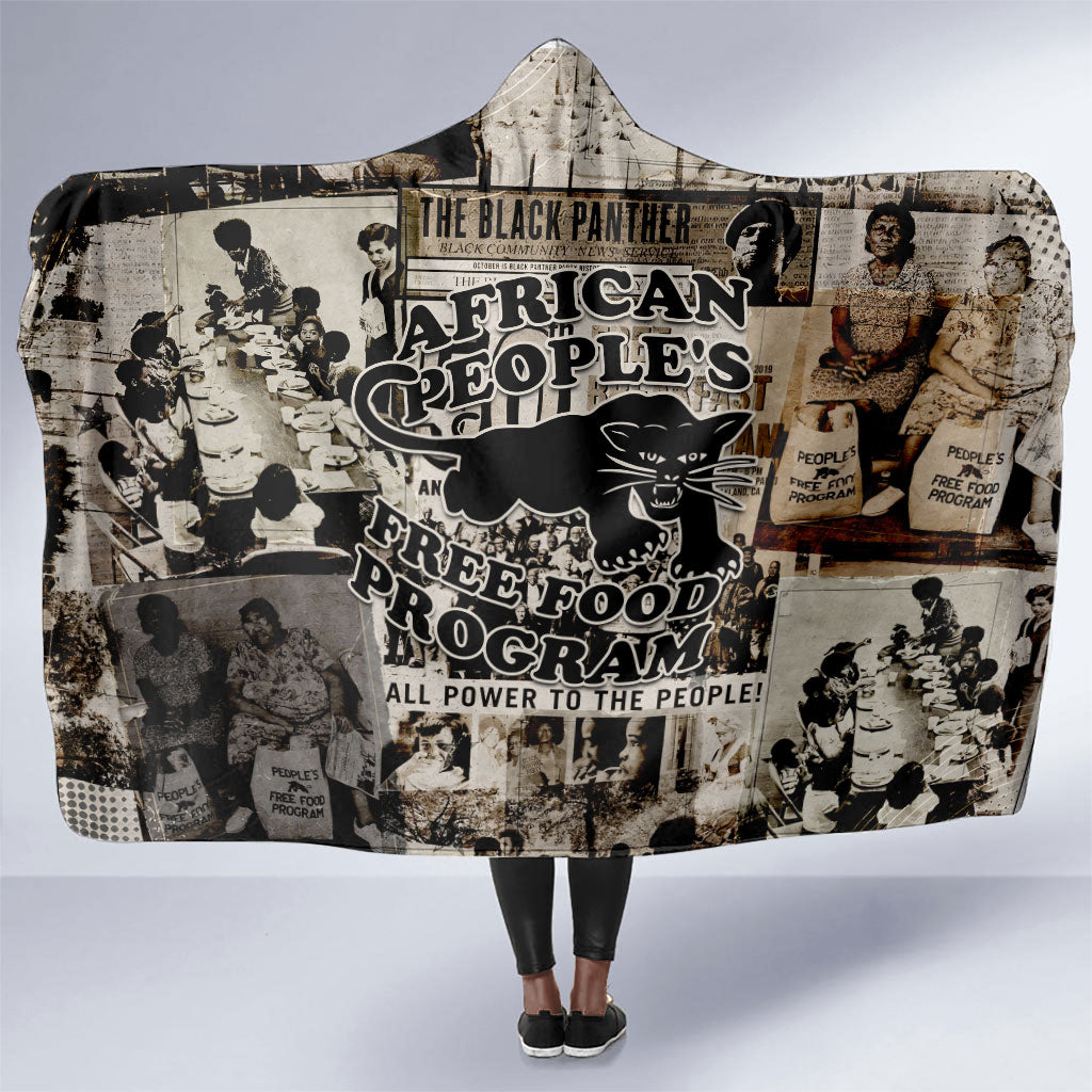 African People's Free Food Program Hooded Blanket Black Panther Newspaper Collage Black Panther Party