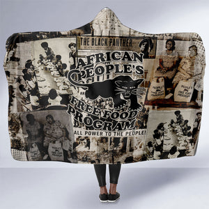 African People's Free Food Program Hooded Blanket Black Panther Newspaper Collage Black Panther Party