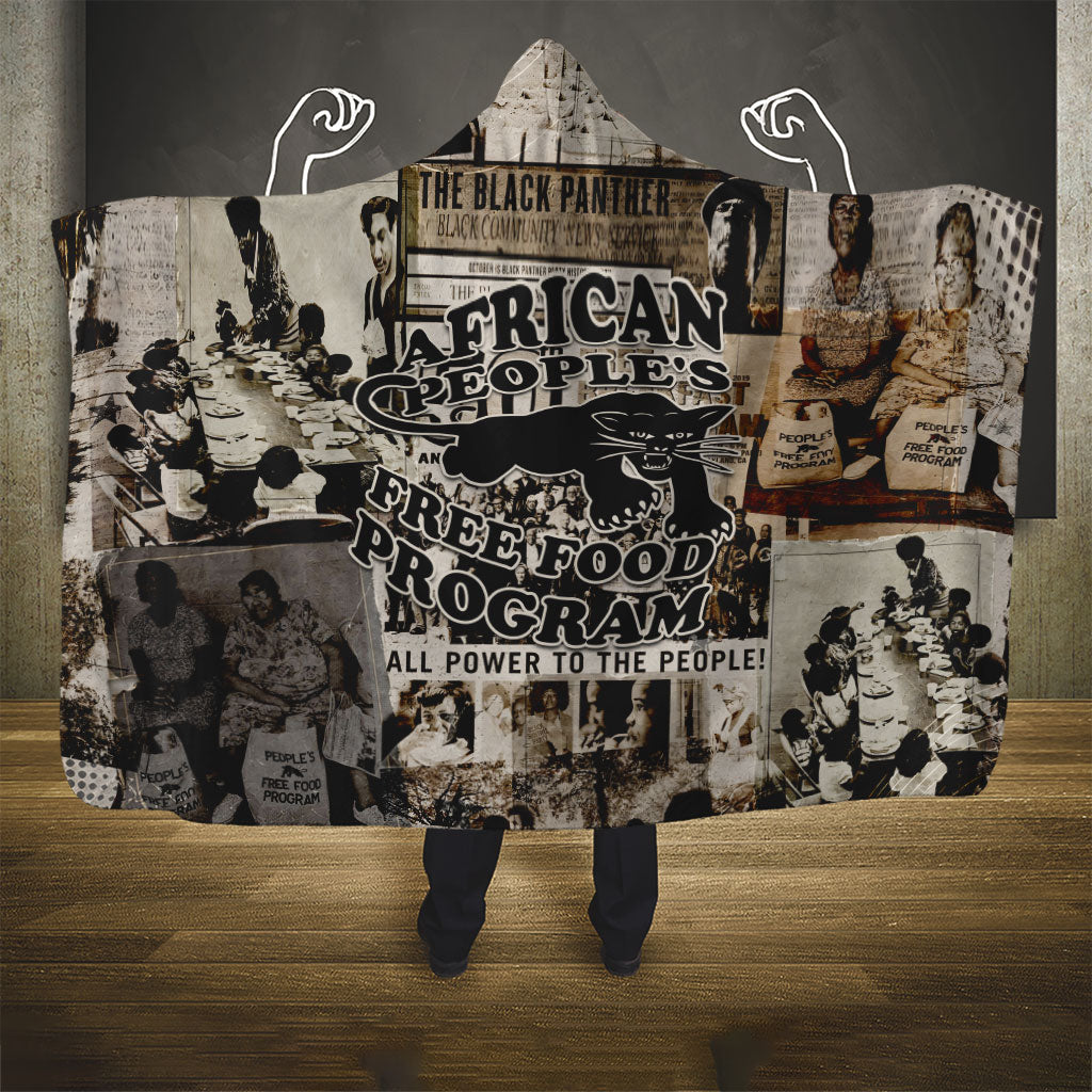African People's Free Food Program Hooded Blanket Black Panther Newspaper Collage Black Panther Party