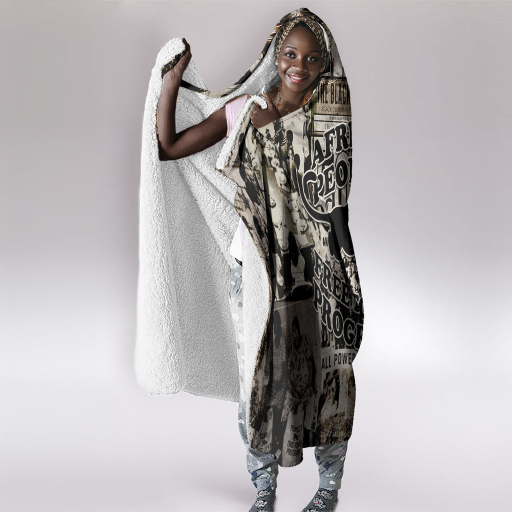 African People's Free Food Program Hooded Blanket Black Panther Newspaper Collage Black Panther Party
