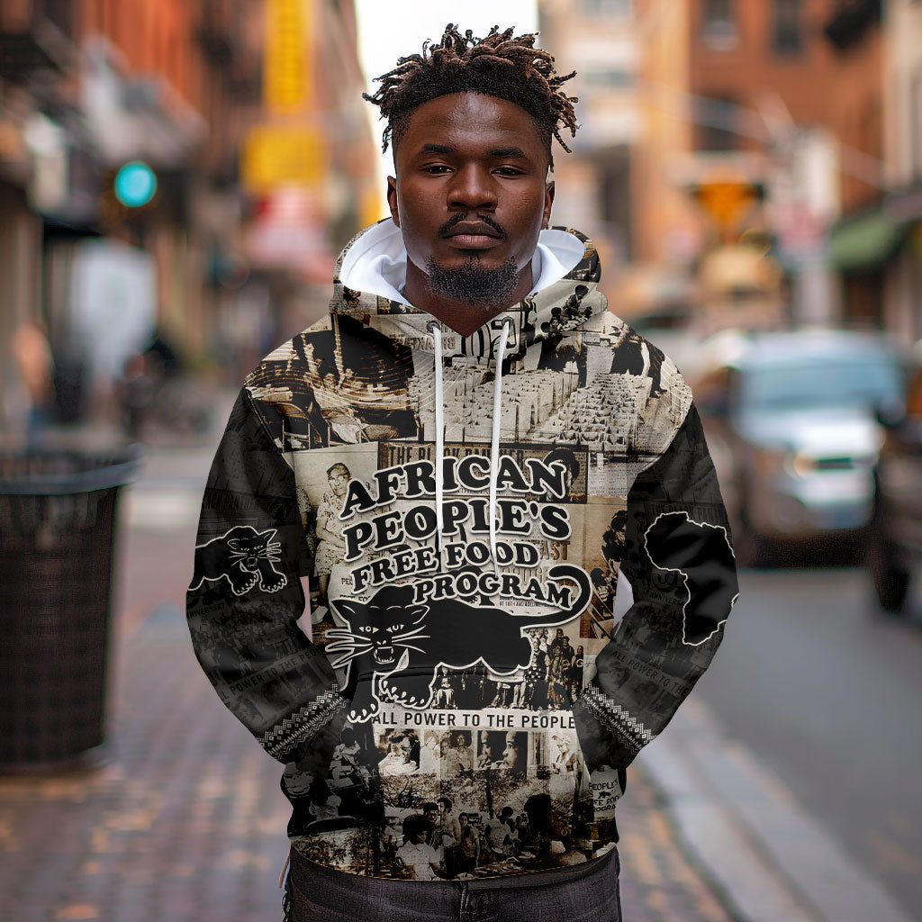 African People's Free Food Program Hoodie Black Panther Newspaper Collage Black Panther Party