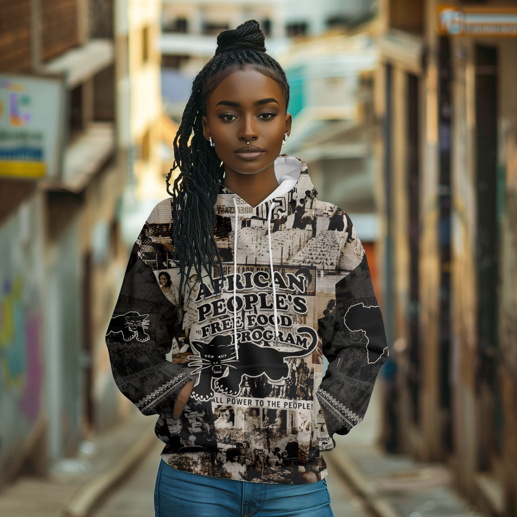 African People's Free Food Program Hoodie Black Panther Newspaper Collage Black Panther Party