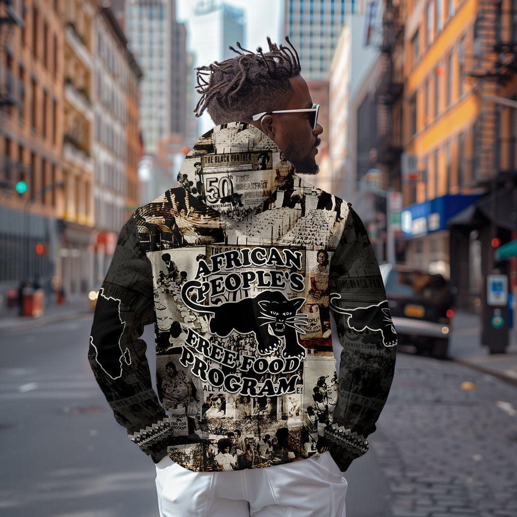 African People's Free Food Program Hoodie Black Panther Newspaper Collage Black Panther Party