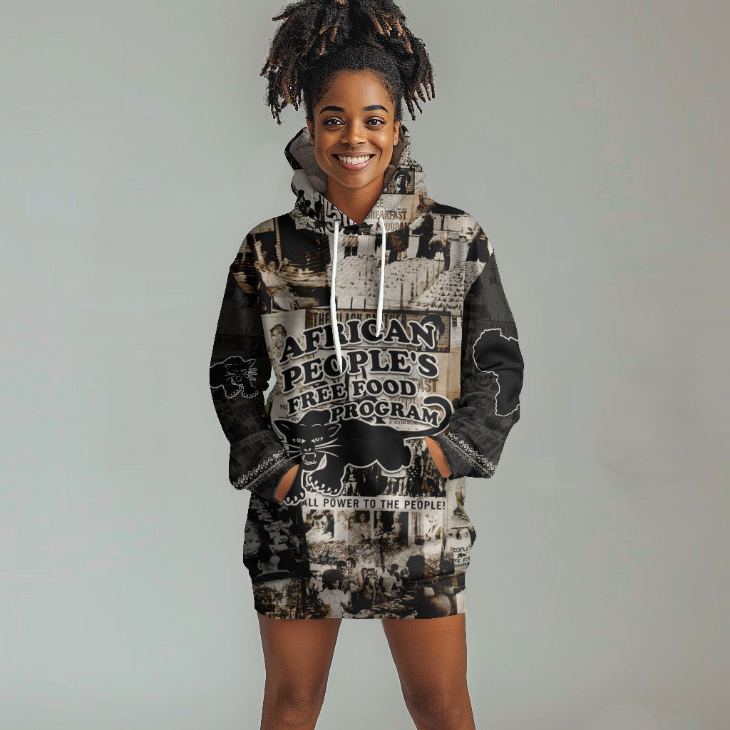 African People's Free Food Program Hoodie Dress Black Panther Newspaper Collage Black Panther Party