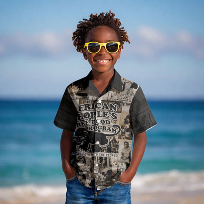 African People's Free Food Program Kid Hawaiian Shirt Black Panther Newspaper Collage Black Panther Party