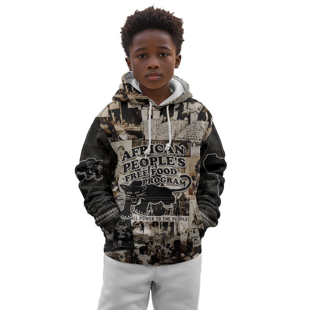 African People's Free Food Program Kid Hoodie Black Panther Newspaper Collage Black Panther Party