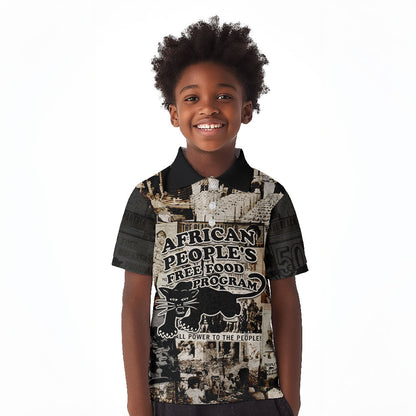 African People's Free Food Program Kid Polo Shirt Black Panther Newspaper Collage Black Panther Party