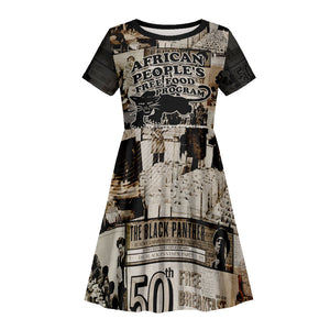 African People's Free Food Program Kid Short Sleeve Dress Black Panther Newspaper Collage Black Panther Party