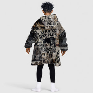 African People's Free Food Program Kid Wearable Blanket Hoodie Black Panther Newspaper Collage Black Panther Party