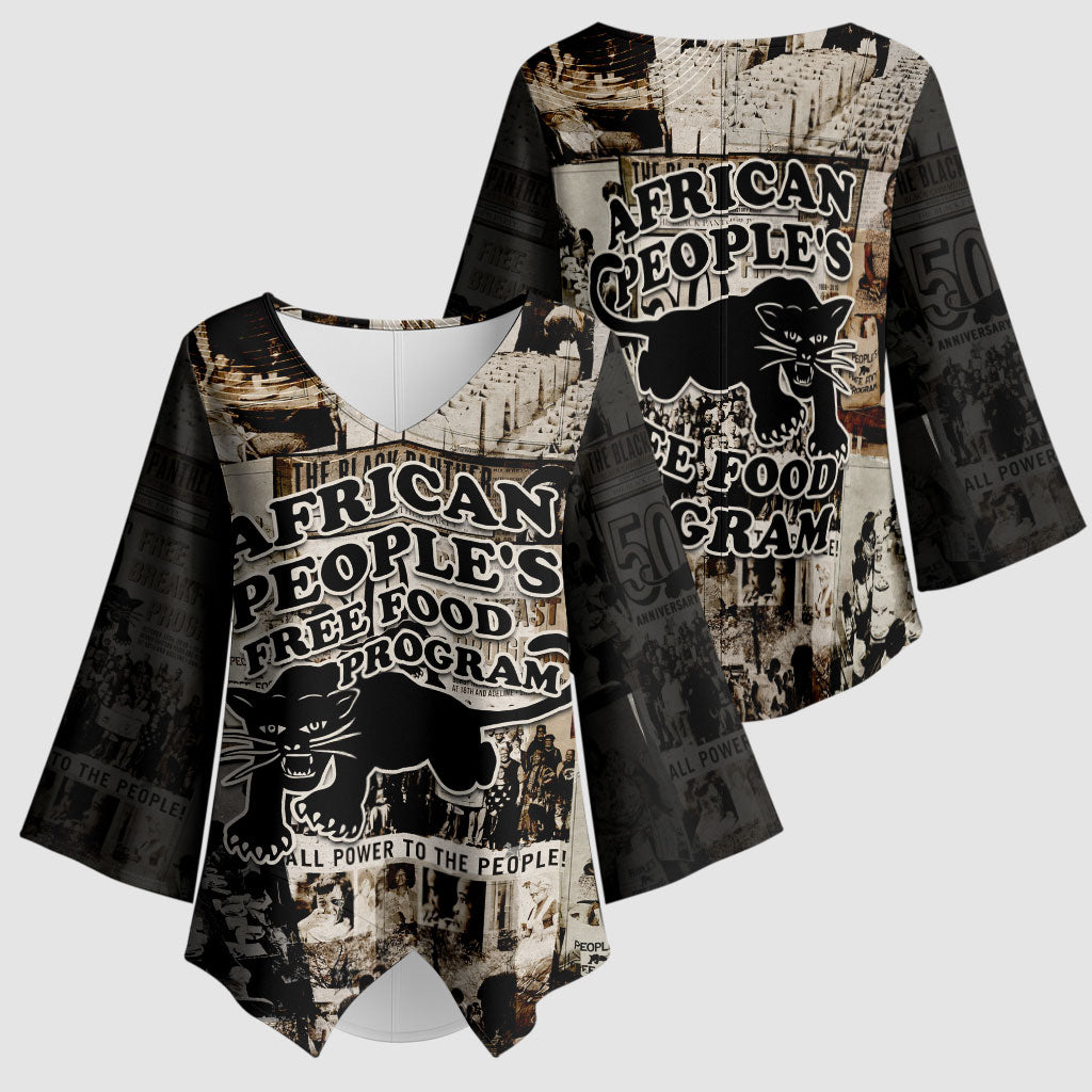 African People's Free Food Program Kimono Sleeve Blouse Black Panther Newspaper Collage Black Panther Party