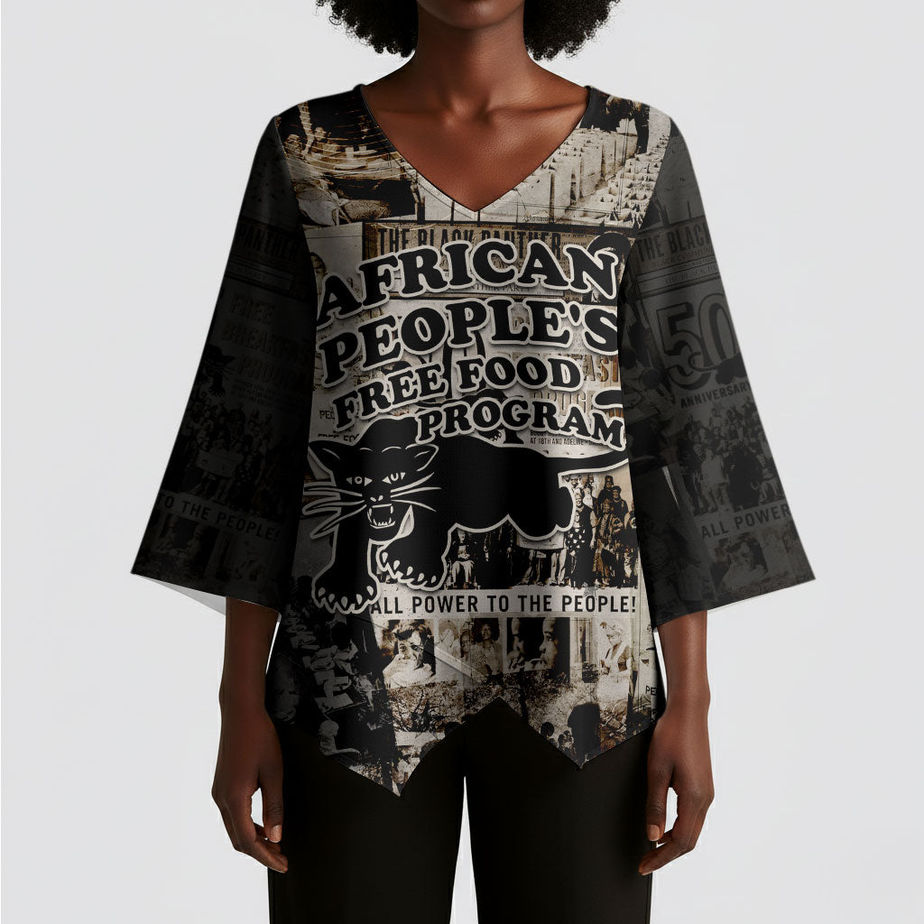 African People's Free Food Program Kimono Sleeve Blouse Black Panther Newspaper Collage Black Panther Party