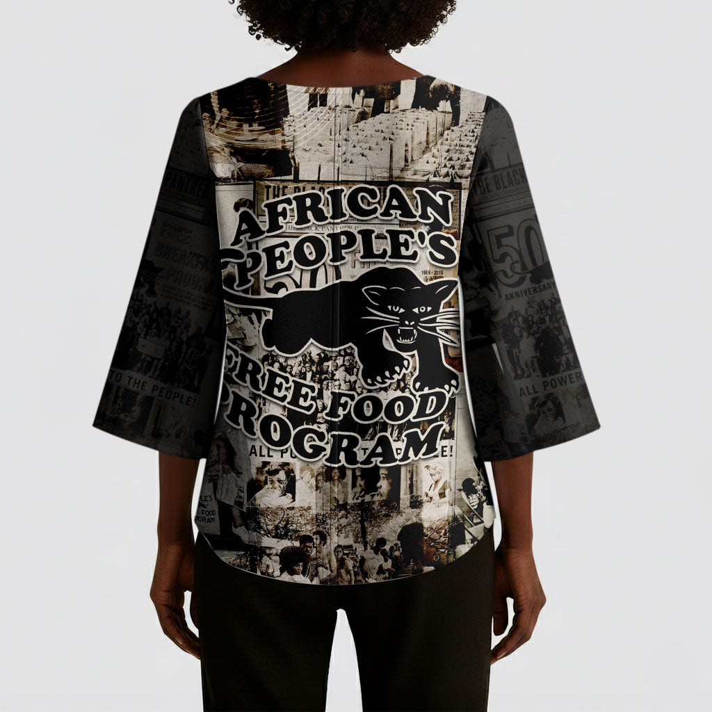 African People's Free Food Program Kimono Sleeve Blouse Black Panther Newspaper Collage Black Panther Party