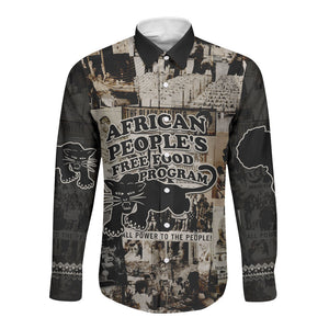 African People's Free Food Program Long Sleeve Button Shirt Black Panther Newspaper Collage Black Panther Party