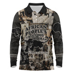 African People's Free Food Program Long Sleeve Polo Shirt Black Panther Newspaper Collage Black Panther Party