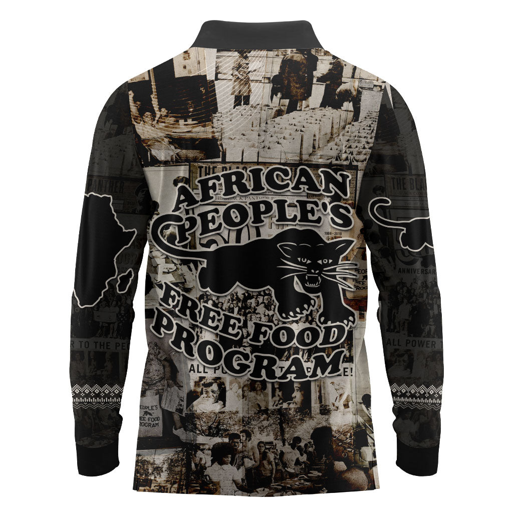 African People's Free Food Program Long Sleeve Polo Shirt Black Panther Newspaper Collage Black Panther Party
