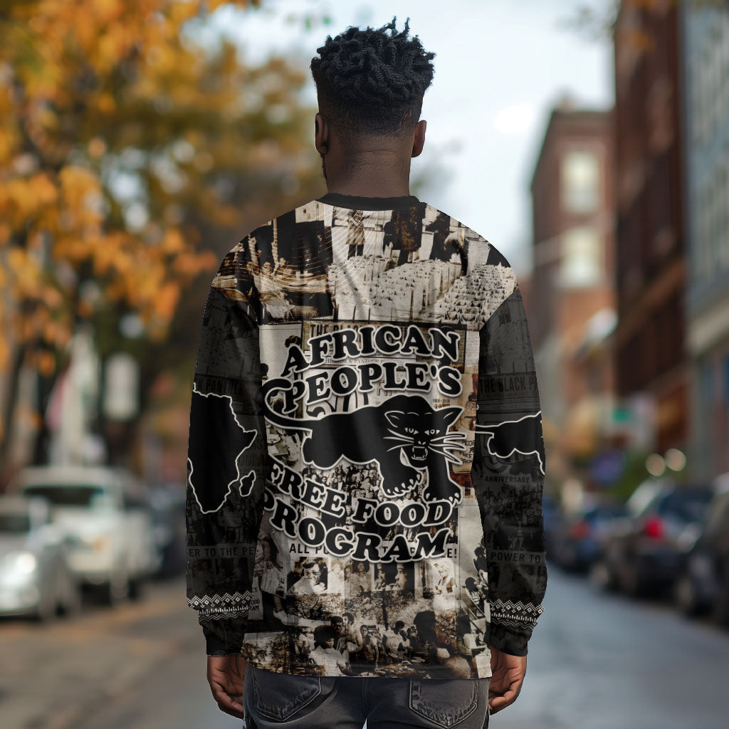 African People's Free Food Program Long Sleeve Shirt Black Panther Newspaper Collage Black Panther Party