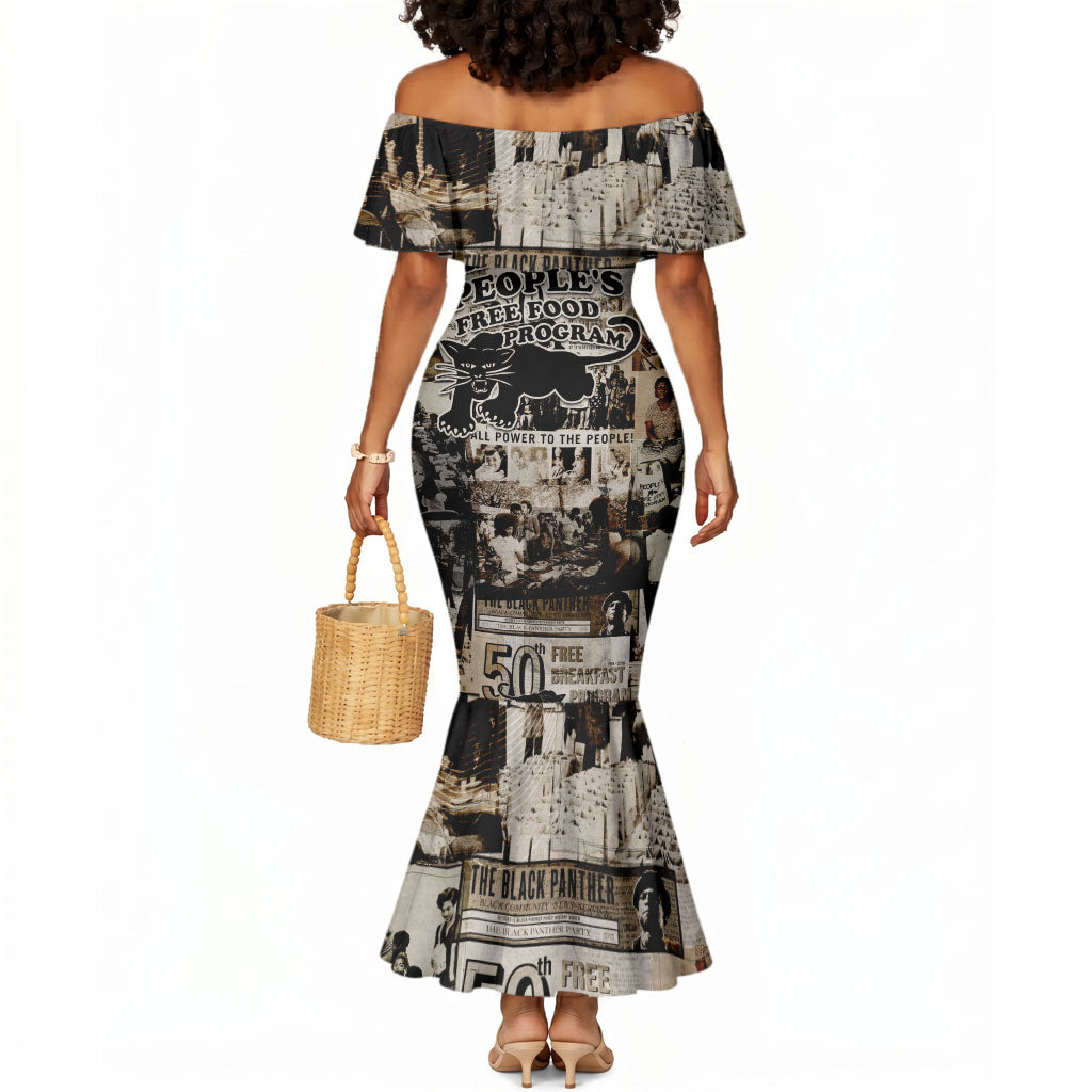 African People's Free Food Program Mermaid Dress Black Panther Newspaper Collage Black Panther Party