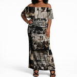 African People's Free Food Program Off Shoulder Maxi Dress Black Panther Newspaper Collage Black Panther Party