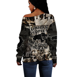African People's Free Food Program Off Shoulder Sweater Black Panther Newspaper Collage Black Panther Party