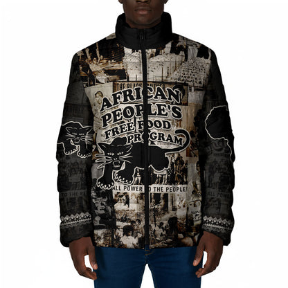 African People's Free Food Program Padded Jacket Black Panther Newspaper Collage Black Panther Party