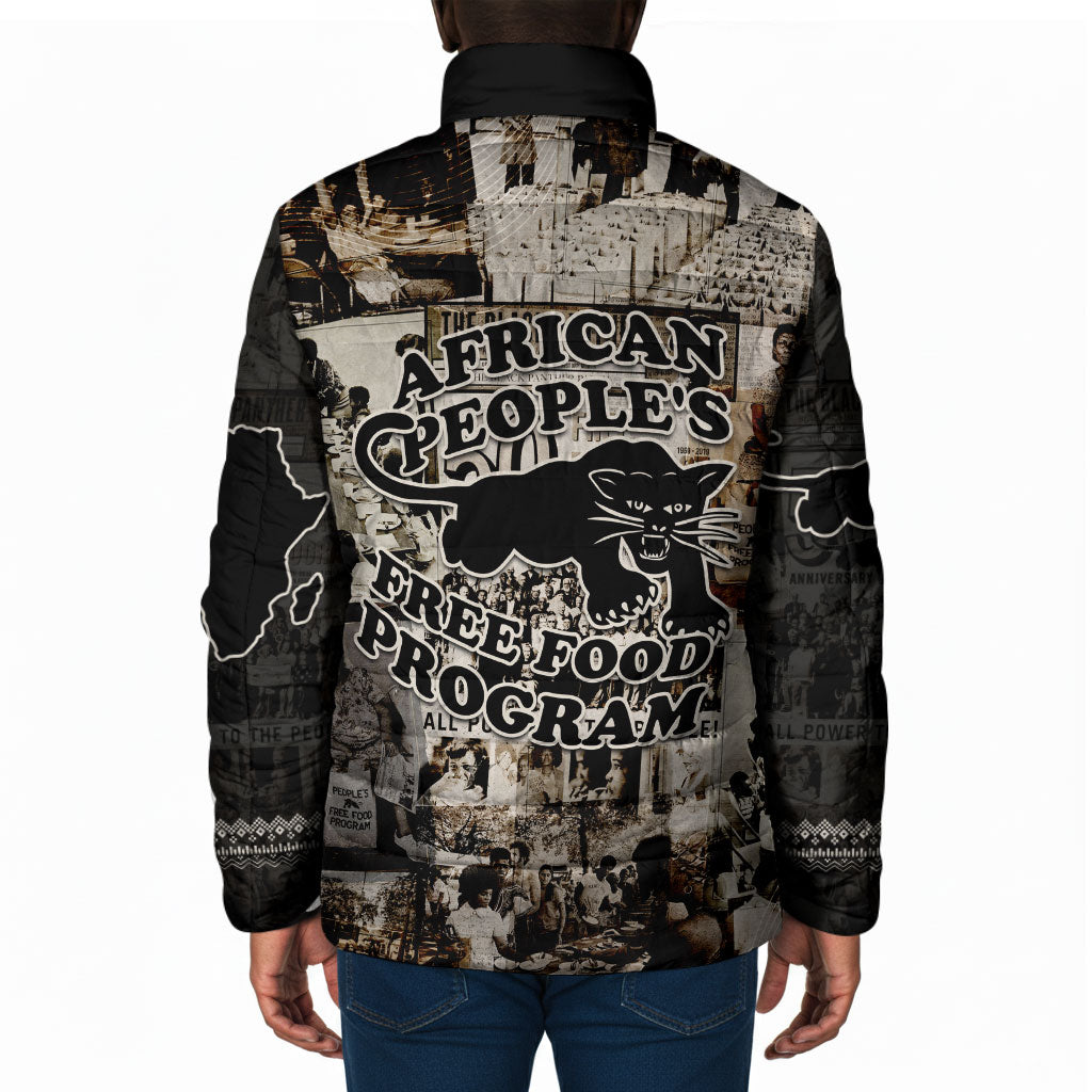 African People's Free Food Program Padded Jacket Black Panther Newspaper Collage Black Panther Party