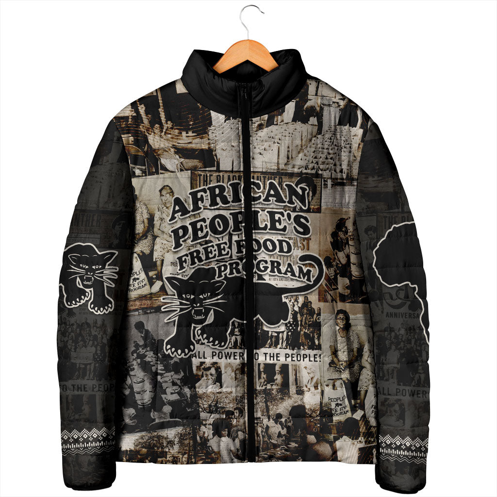 African People's Free Food Program Padded Jacket Black Panther Newspaper Collage Black Panther Party