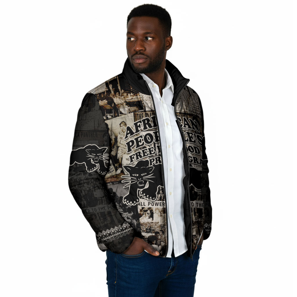 African People's Free Food Program Padded Jacket Black Panther Newspaper Collage Black Panther Party