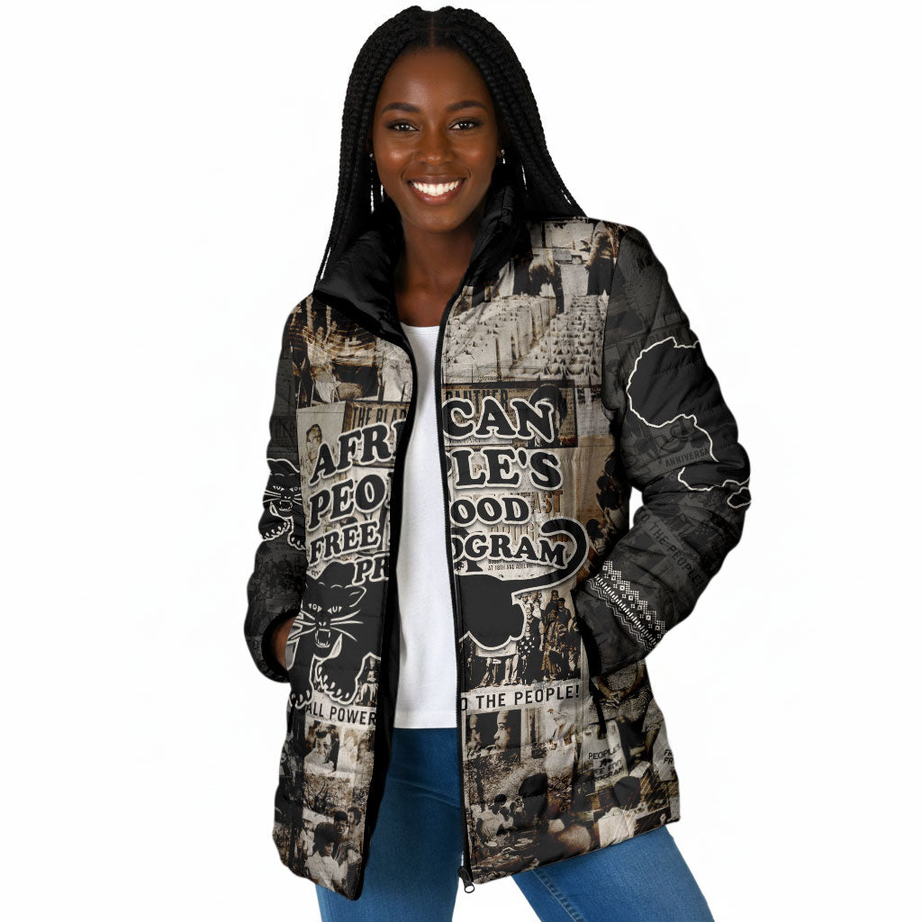 African People's Free Food Program Padded Jacket Black Panther Newspaper Collage Black Panther Party