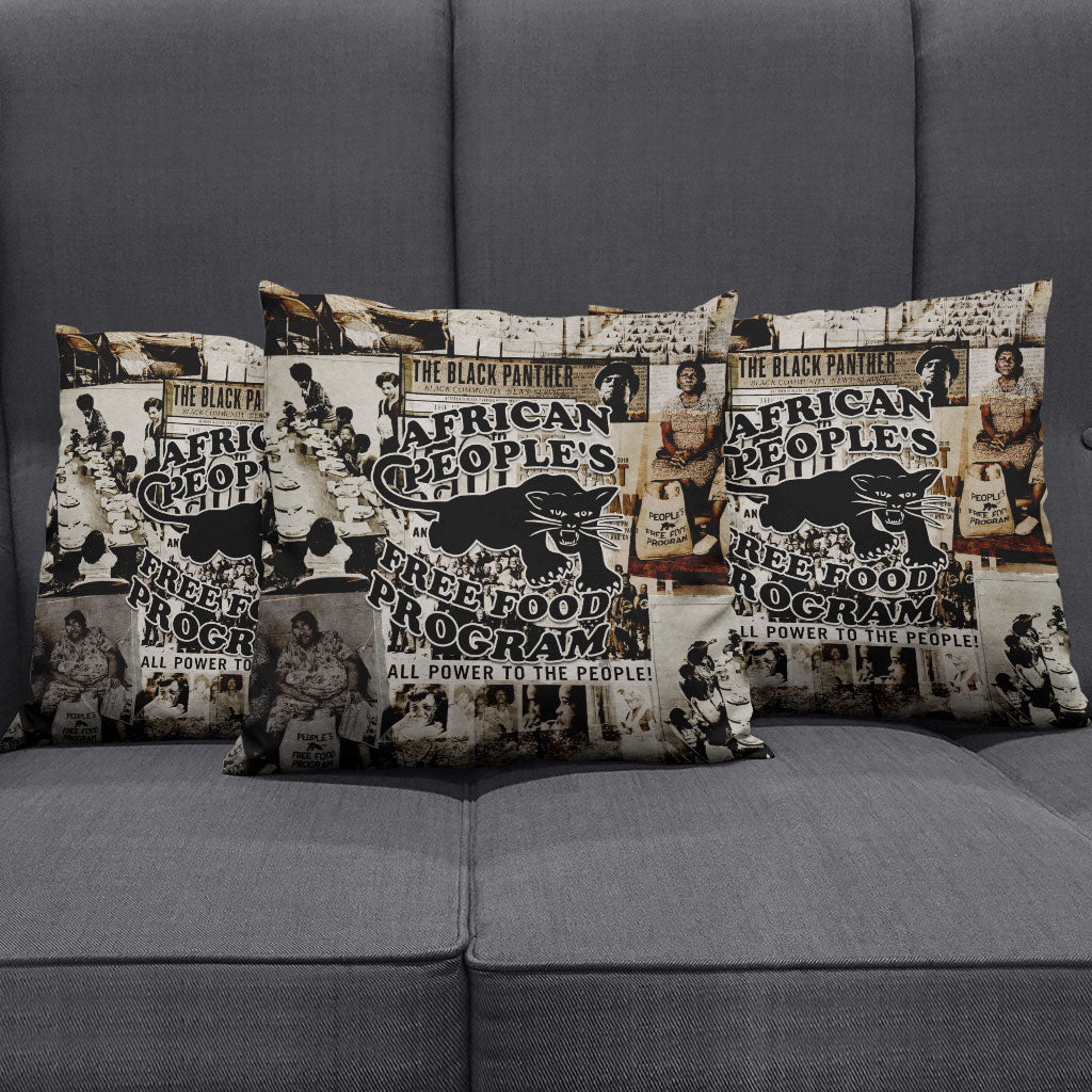 African People's Free Food Program Pillow Cover Black Panther Newspaper Collage Black Panther Party