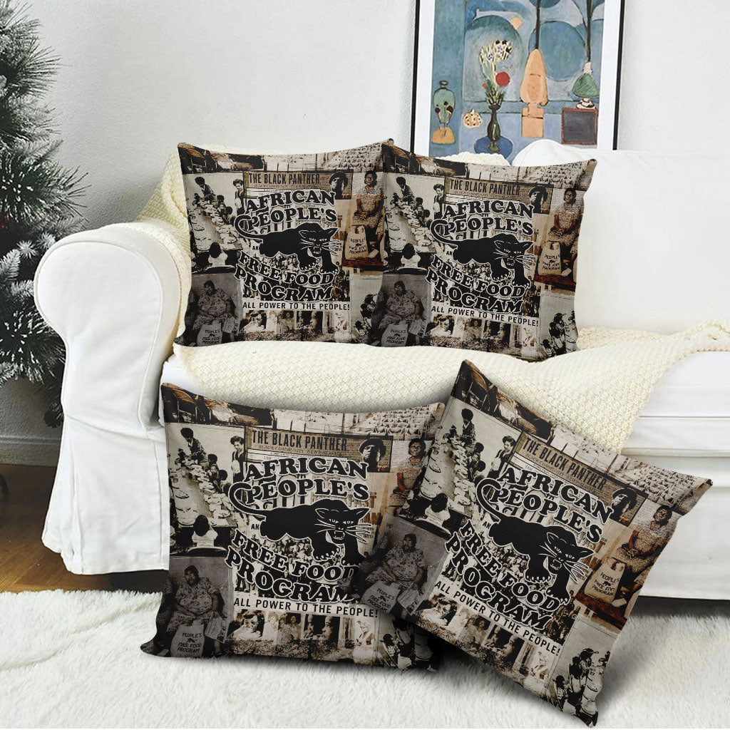 African People's Free Food Program Pillow Cover Black Panther Newspaper Collage Black Panther Party
