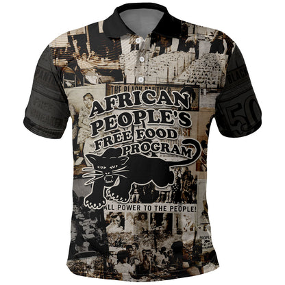 African People's Free Food Program Polo Shirt Black Panther Newspaper Collage Black Panther Party