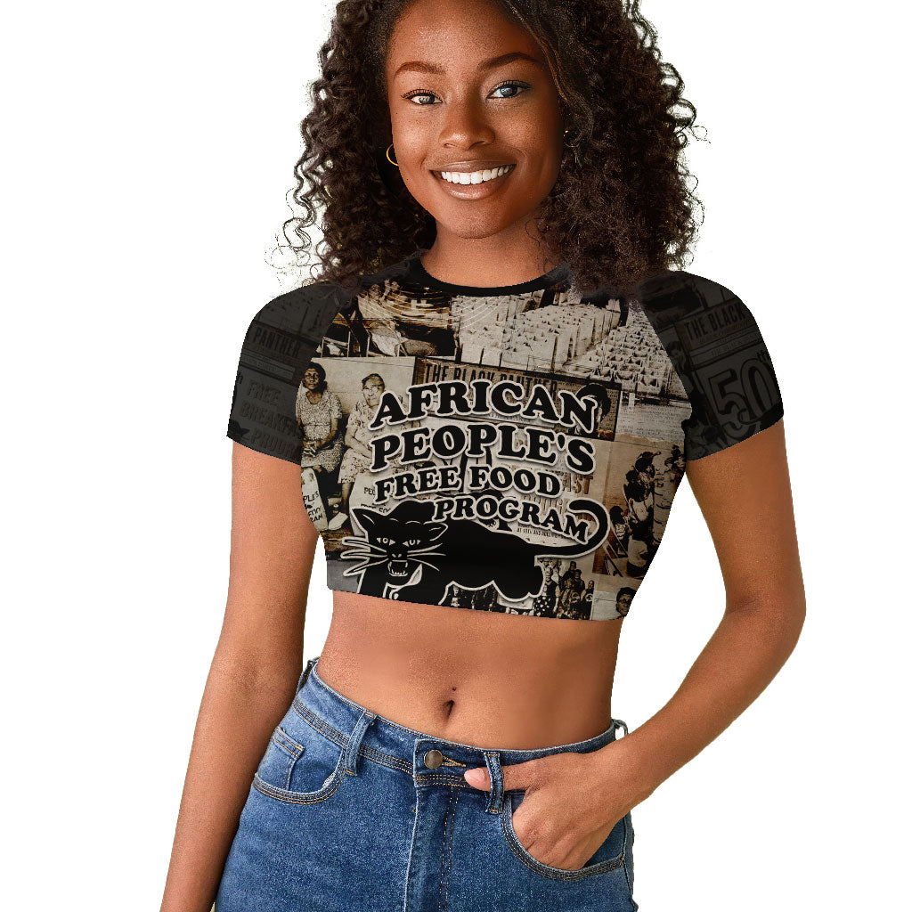 African People's Free Food Program Raglan Cropped T shirt Black Panther Newspaper Collage Black Panther Party
