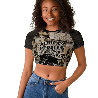 African People's Free Food Program Raglan Cropped T shirt Black Panther Newspaper Collage Black Panther Party