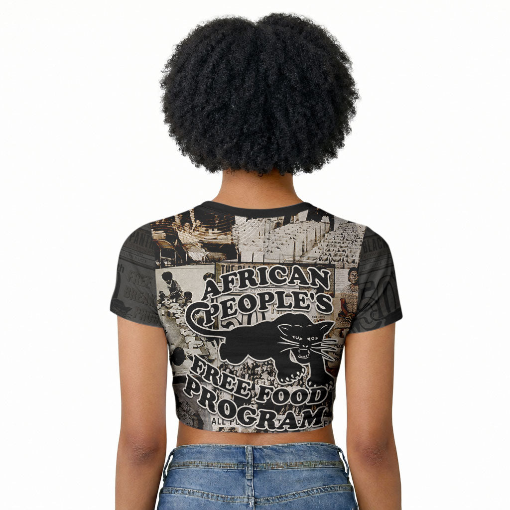 African People's Free Food Program Raglan Cropped T shirt Black Panther Newspaper Collage Black Panther Party