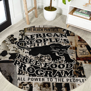 African People's Free Food Program Round Carpet Black Panther Newspaper Collage Black Panther Party